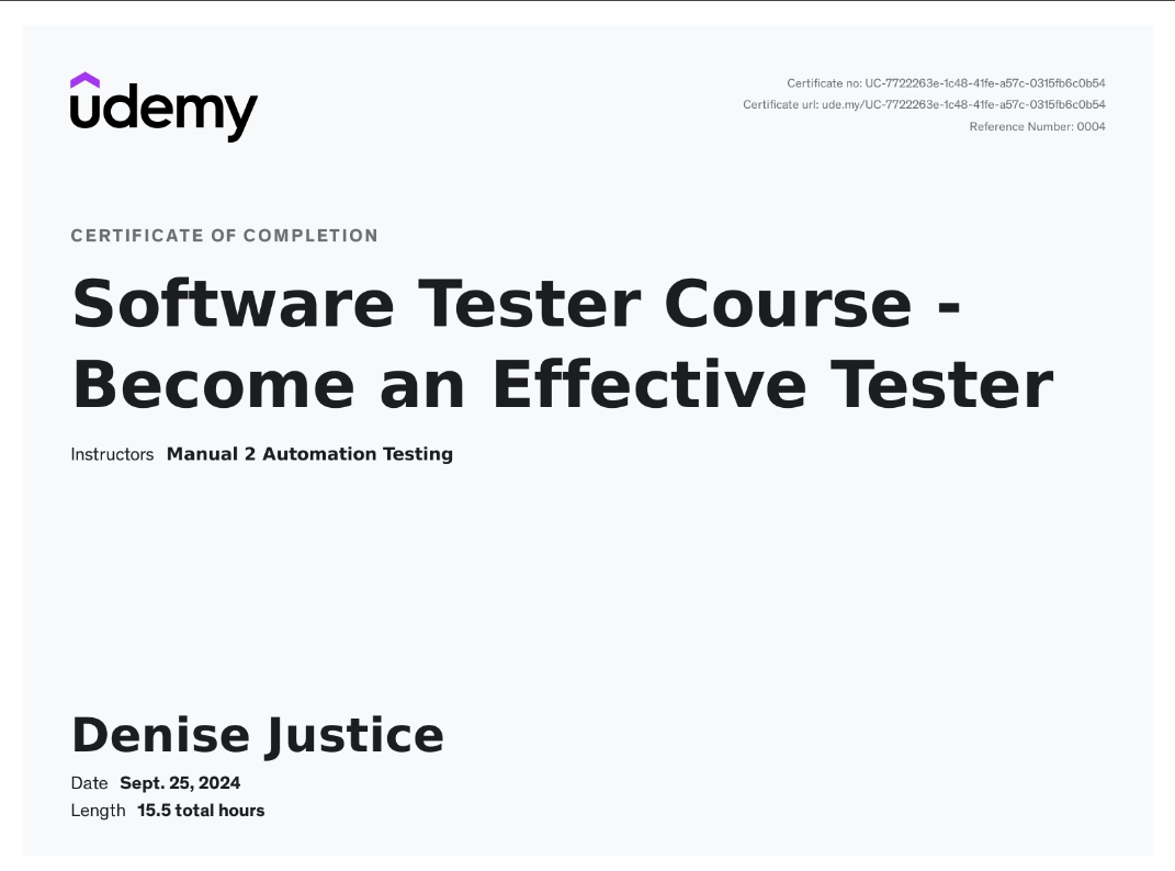 Software Testing Certificate